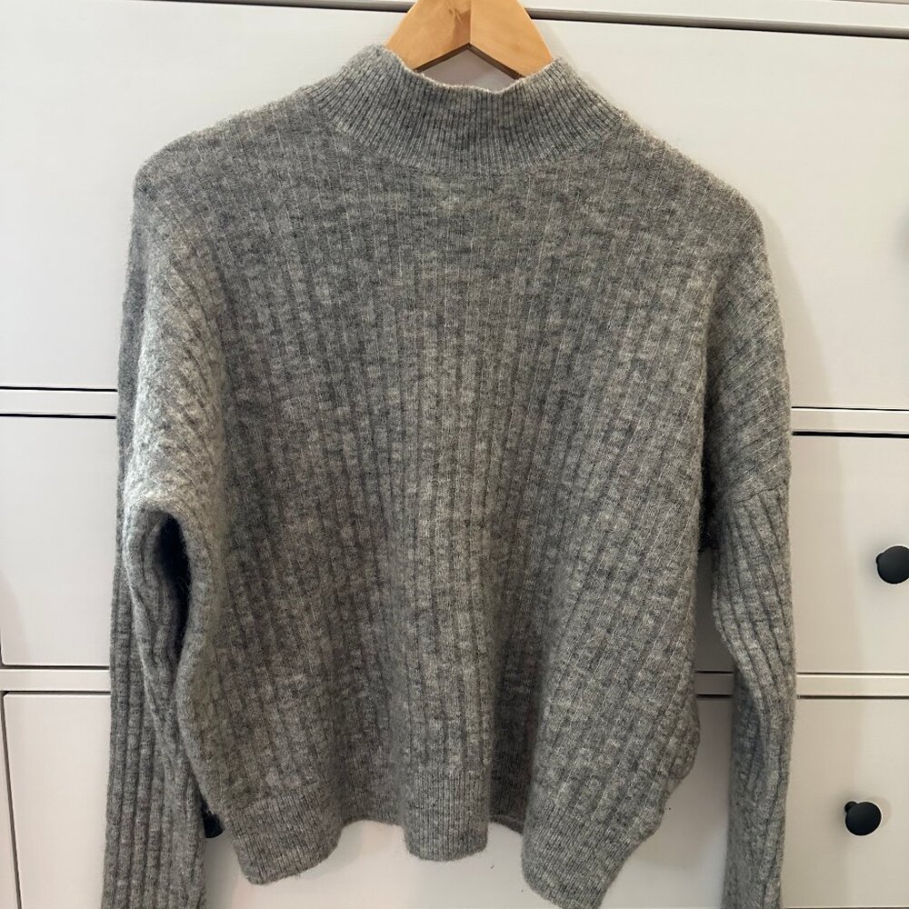 Wool Mohair Blend Mock Turtleneck Grey H&M Sweater